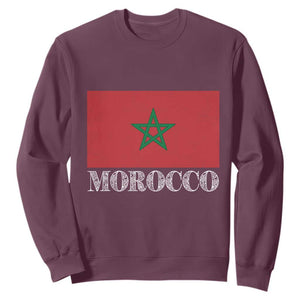 Vintage Morocco Flag Sweatshirt Patriotic Moroccan Pride TS02 Maroon Print Your Wear