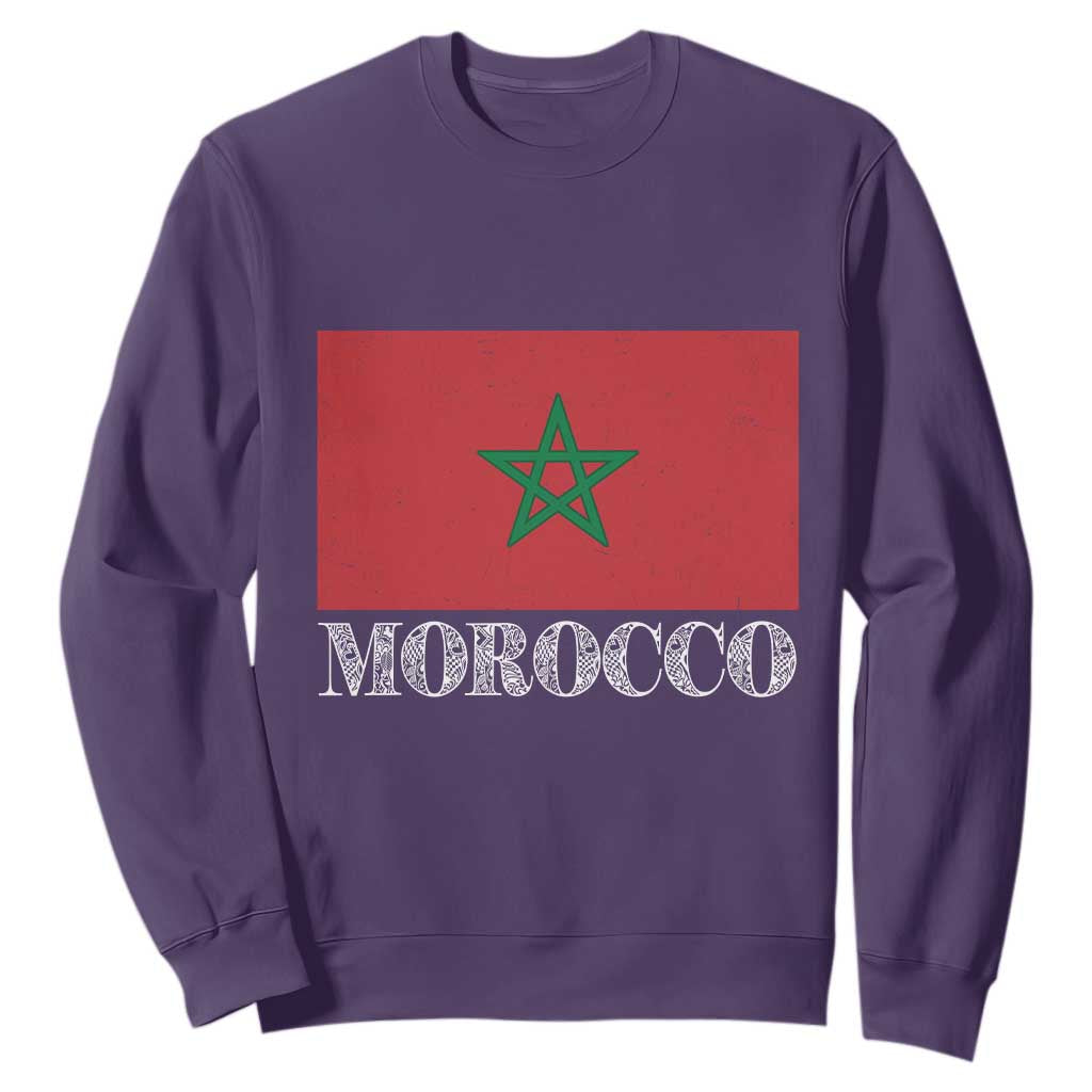 Vintage Morocco Flag Sweatshirt Patriotic Moroccan Pride TS02 Purple Print Your Wear