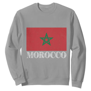 Vintage Morocco Flag Sweatshirt Patriotic Moroccan Pride TS02 Sport Gray Print Your Wear