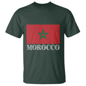 Vintage Morocco Flag T Shirt Patriotic Moroccan Pride TS02 Dark Forest Green Print Your Wear