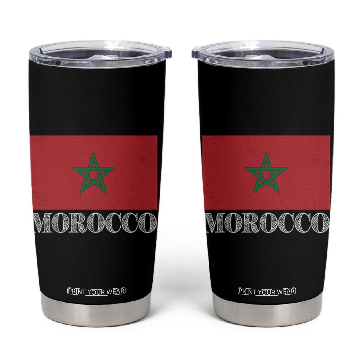Vintage Morocco Flag Tumbler Cup Patriotic Moroccan Pride TS02 Black Print Your Wear