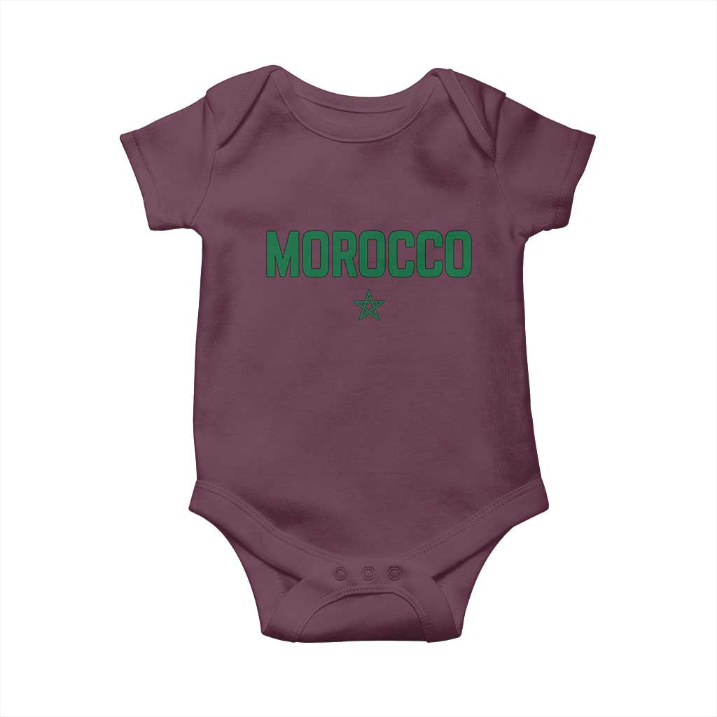 Morocco Star Flag Minimalist Moroccan Pride Baby Onesie TS02 Maroon Print Your Wear