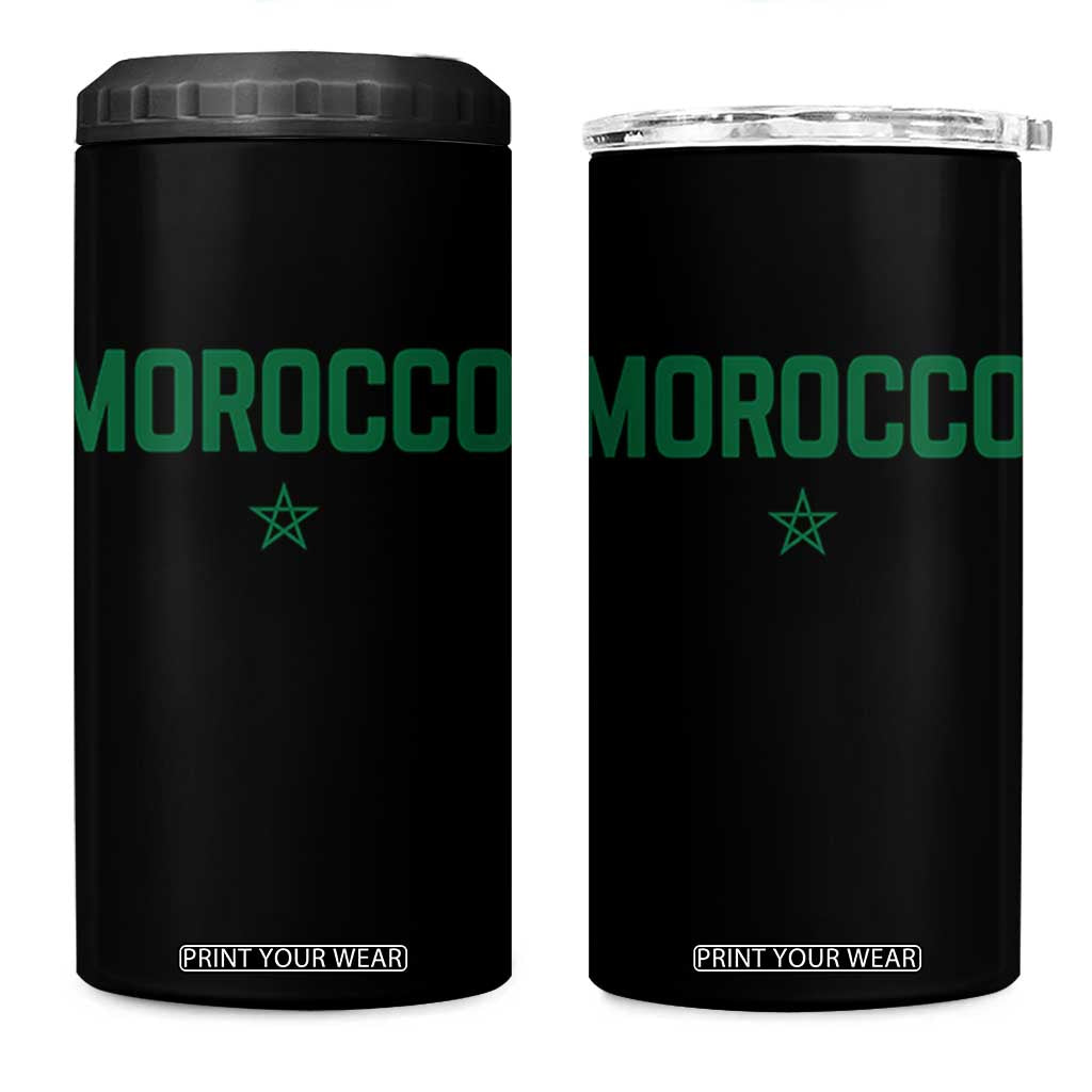 Morocco Star Flag Minimalist Moroccan Pride 4 in 1 Can Cooler Tumbler TS02 One Size: 16 oz Black Print Your Wear
