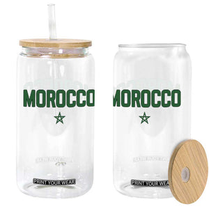 Morocco Star Flag Minimalist Moroccan Pride Glass Can TS02 Print Your Wear