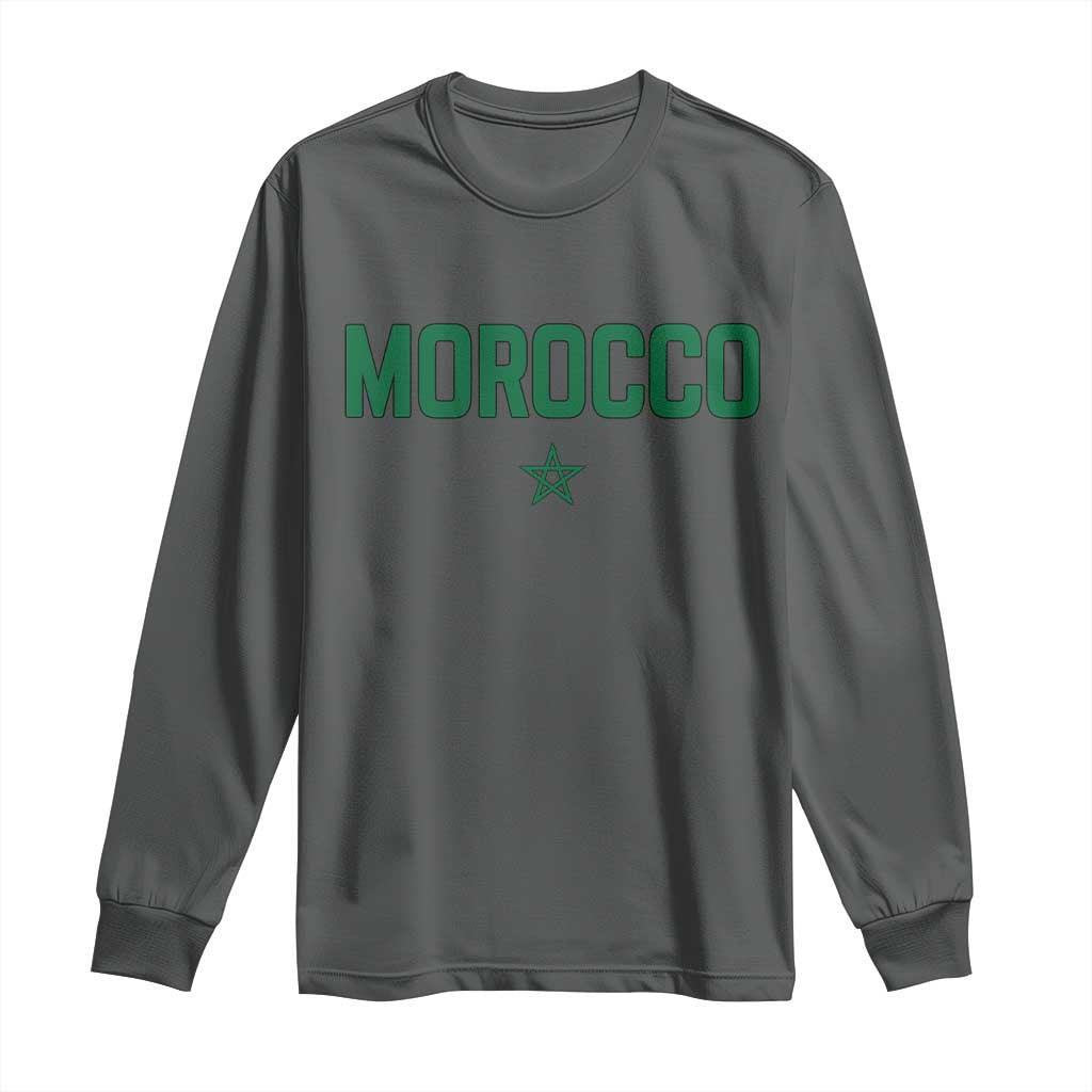 Morocco Star Flag Minimalist Moroccan Pride Long Sleeve Shirt TS02 Dark Heather Print Your Wear