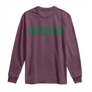 Morocco Star Flag Minimalist Moroccan Pride Long Sleeve Shirt TS02 Maroon Print Your Wear