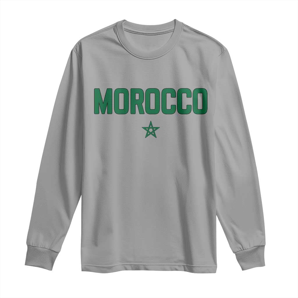 Morocco Star Flag Minimalist Moroccan Pride Long Sleeve Shirt TS02 Sport Gray Print Your Wear