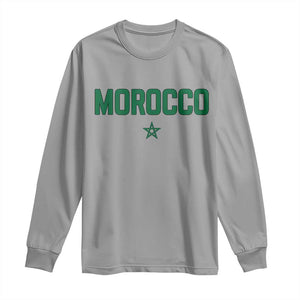 Morocco Star Flag Minimalist Moroccan Pride Long Sleeve Shirt TS02 Sport Gray Print Your Wear