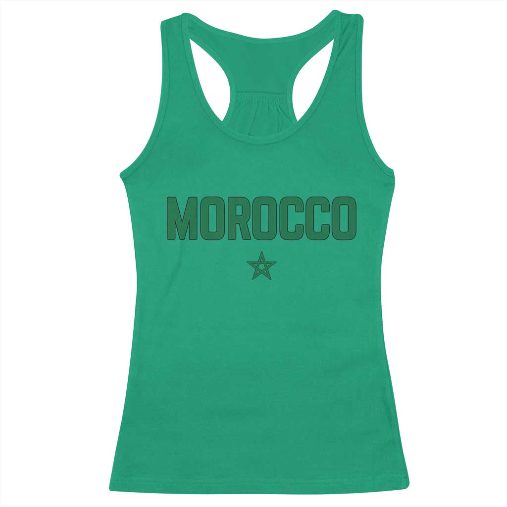 Morocco Star Flag Minimalist Moroccan Pride Racerback Tank Top TS02 Irish Green Print Your Wear