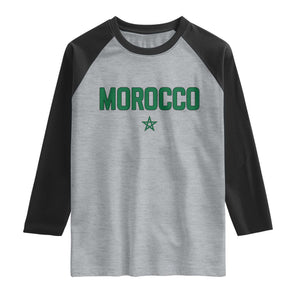 Morocco Star Flag Minimalist Moroccan Pride Raglan Shirt TS02 Heather Gray Black Print Your Wear