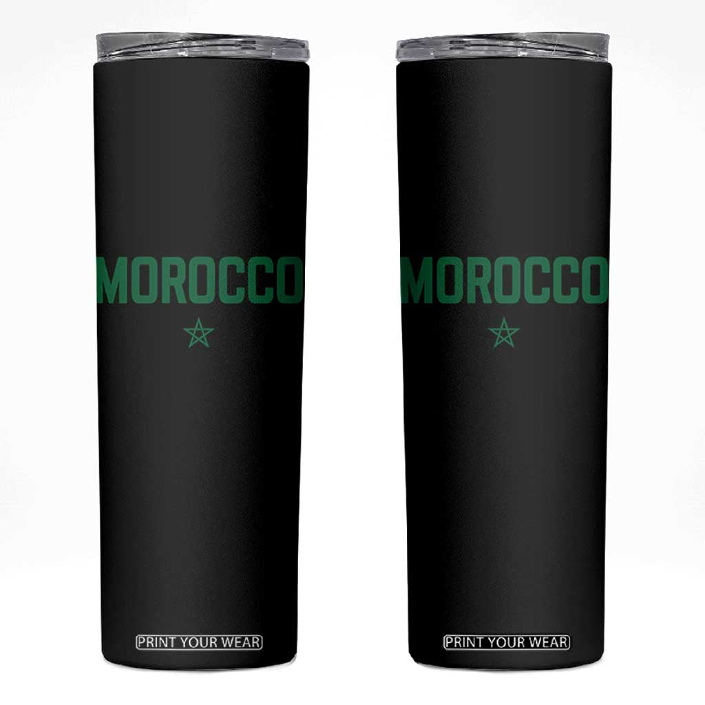 Morocco Star Flag Minimalist Moroccan Pride Skinny Tumbler TS02 Black Print Your Wear