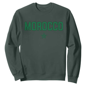 Morocco Star Flag Minimalist Moroccan Pride Sweatshirt TS02 Dark Forest Green Print Your Wear
