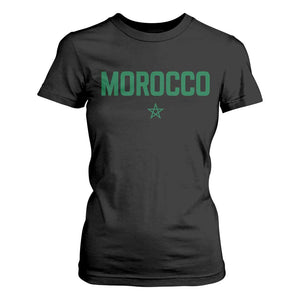 Morocco Star Flag Minimalist Moroccan Pride T Shirt For Women TS02 Black Print Your Wear
