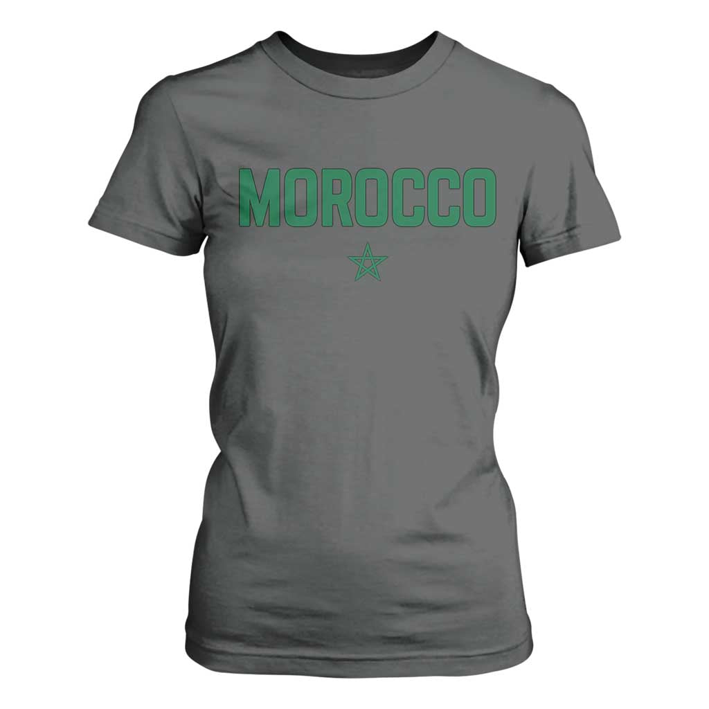Morocco Star Flag Minimalist Moroccan Pride T Shirt For Women TS02 Dark Heather Print Your Wear