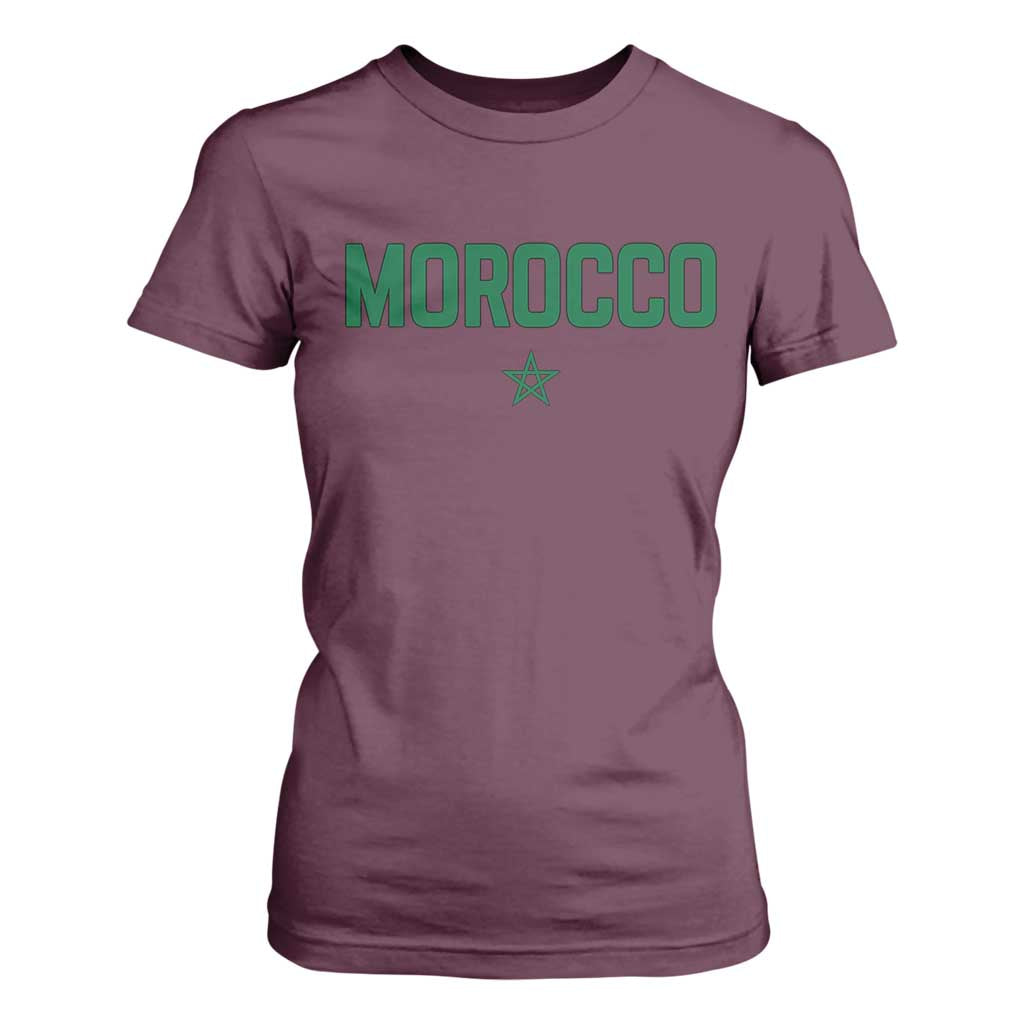 Morocco Star Flag Minimalist Moroccan Pride T Shirt For Women TS02 Maroon Print Your Wear