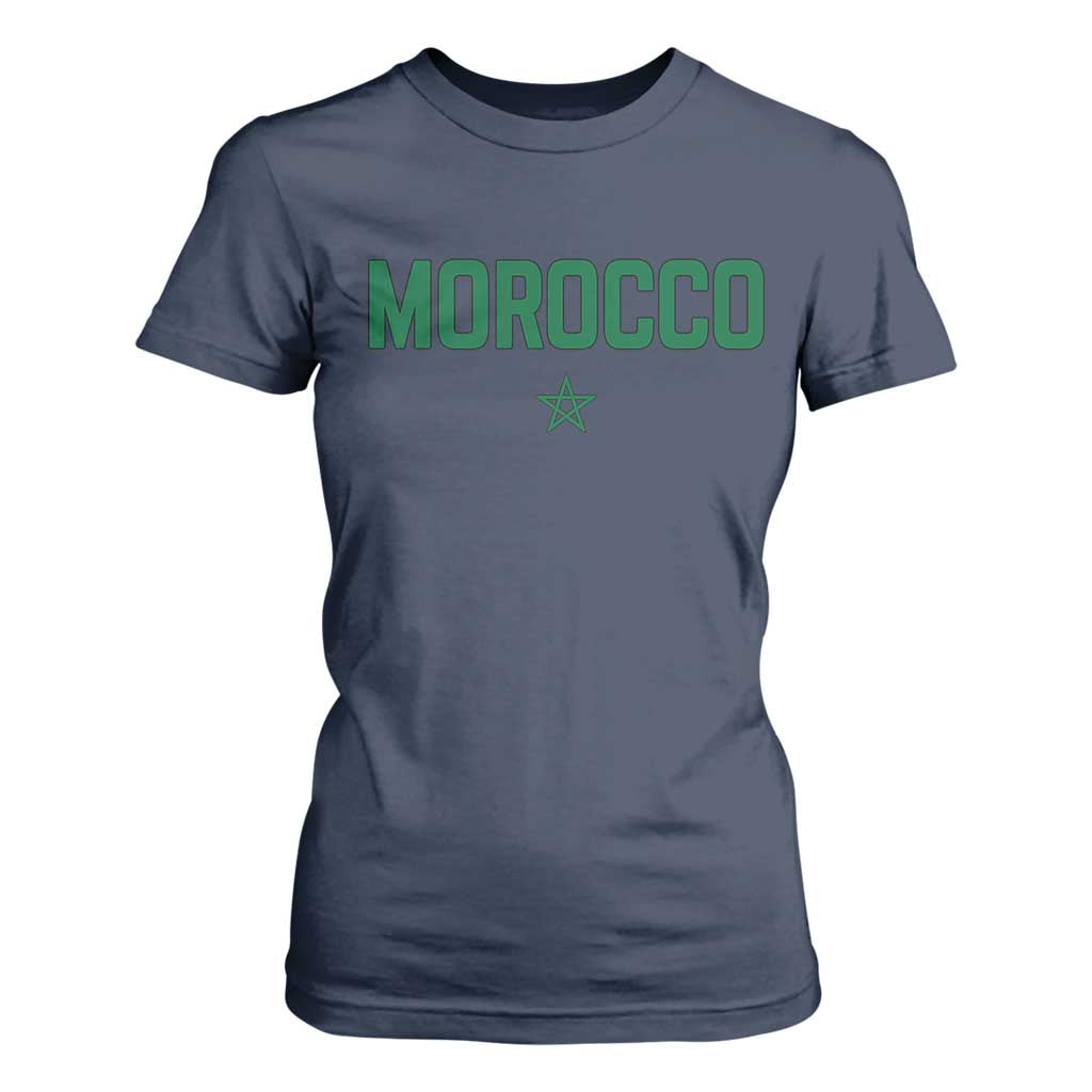 Morocco Star Flag Minimalist Moroccan Pride T Shirt For Women TS02 Navy Print Your Wear