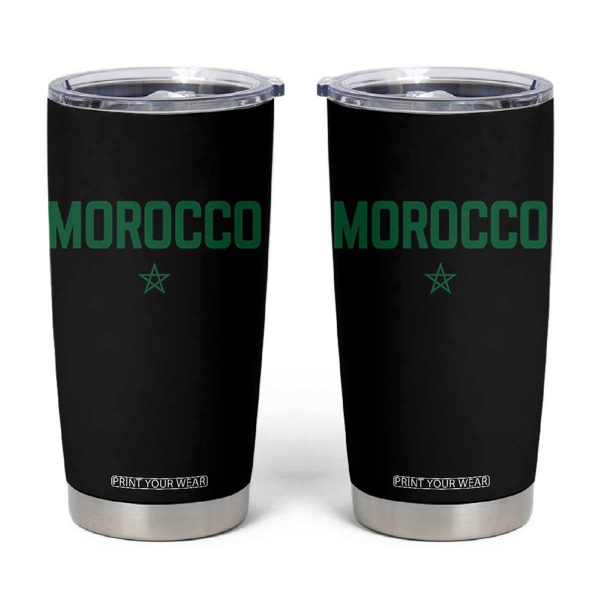 Morocco Star Flag Minimalist Moroccan Pride Tumbler Cup TS02 Black Print Your Wear