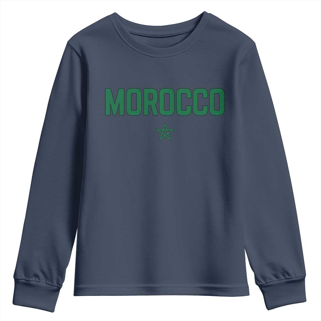 Morocco Star Flag Minimalist Moroccan Pride Youth Sweatshirt TS02 Navy Print Your Wear