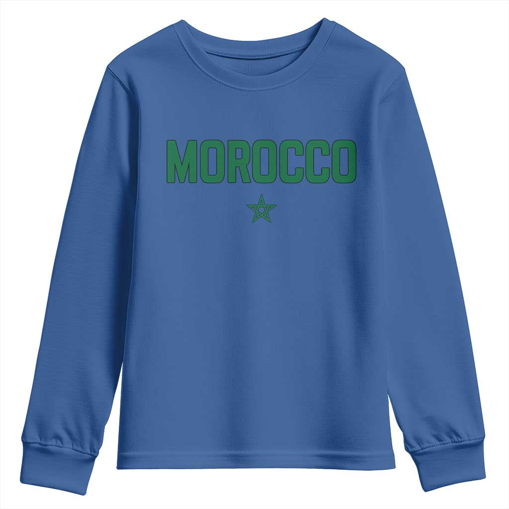 Morocco Star Flag Minimalist Moroccan Pride Youth Sweatshirt TS02 Royal Blue Print Your Wear