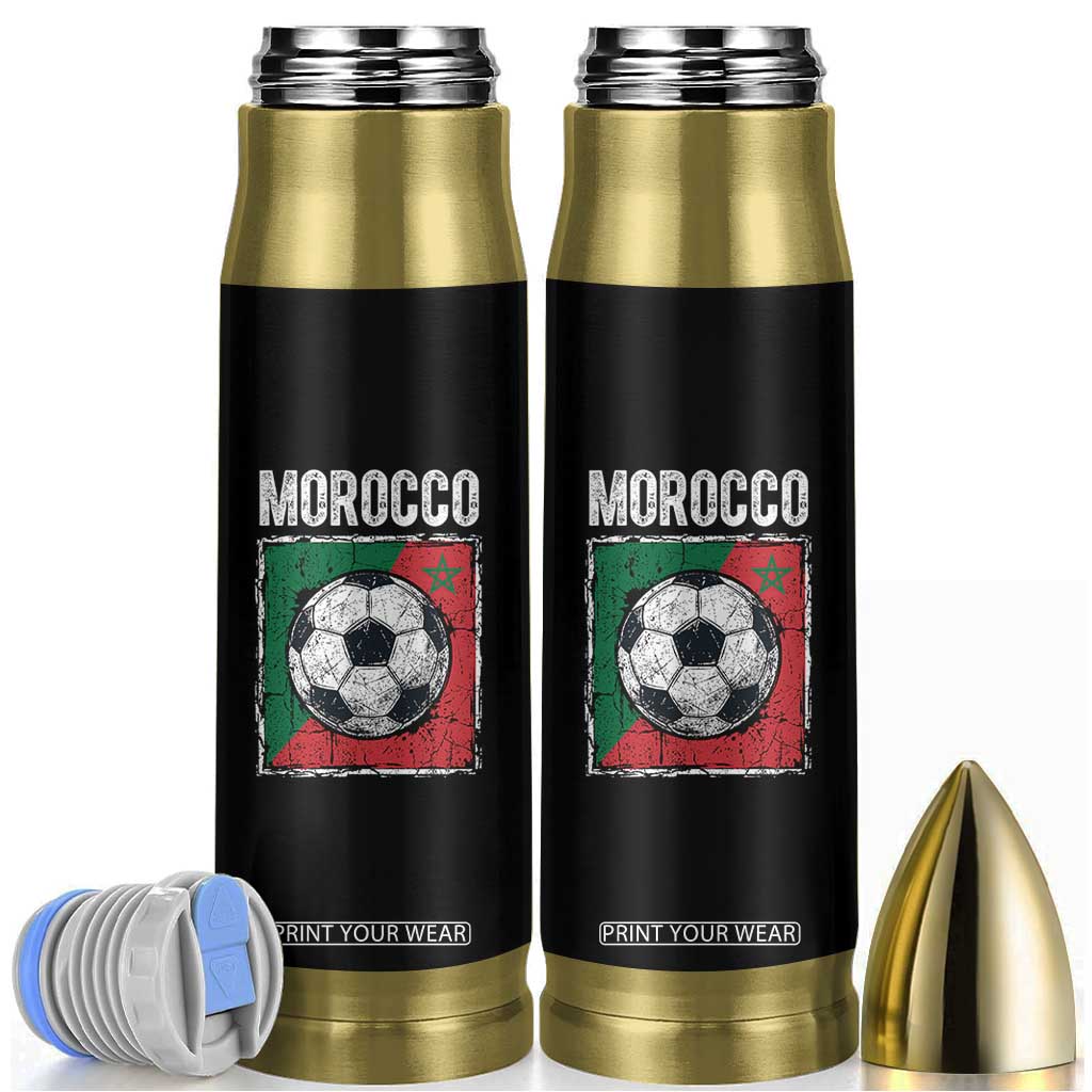 Vintage Morocco Soccer Flag Bullet Tumbler Moroccan Football Fans National Pride Sports TS02 Black Print Your Wear