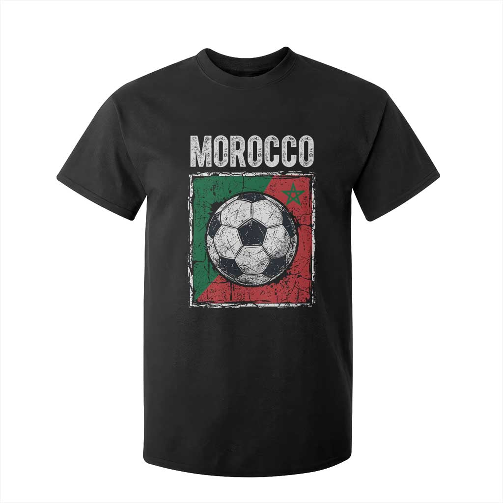 Vintage Morocco Soccer Flag T Shirt For Kid Moroccan Football Fans National Pride Sports TS02 Black Print Your Wear