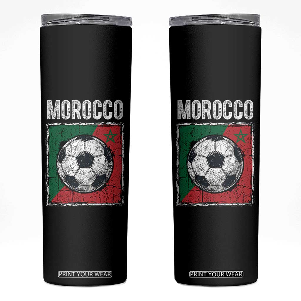 Vintage Morocco Soccer Flag Skinny Tumbler Moroccan Football Fans National Pride Sports TS02 Black Print Your Wear