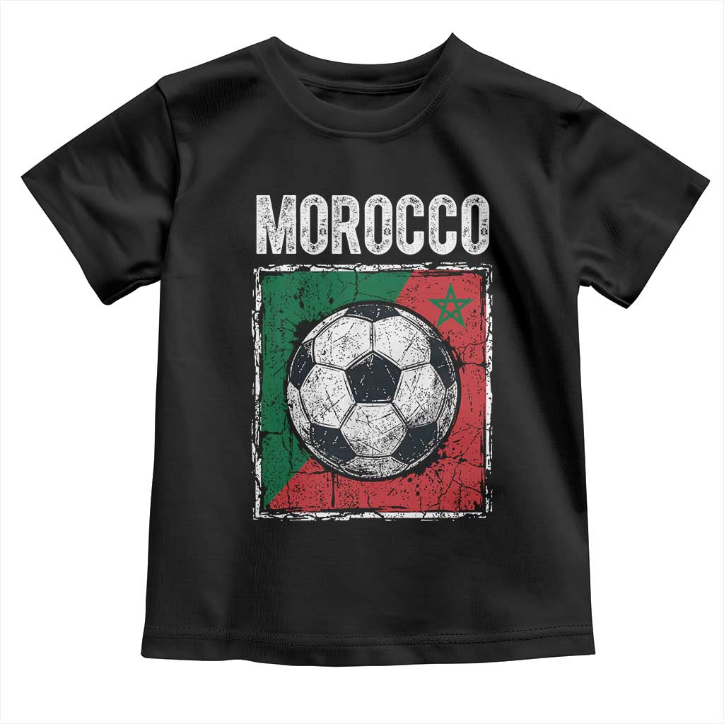 Vintage Morocco Soccer Flag Toddler T Shirt Moroccan Football Fans National Pride Sports TS02 Black Print Your Wear