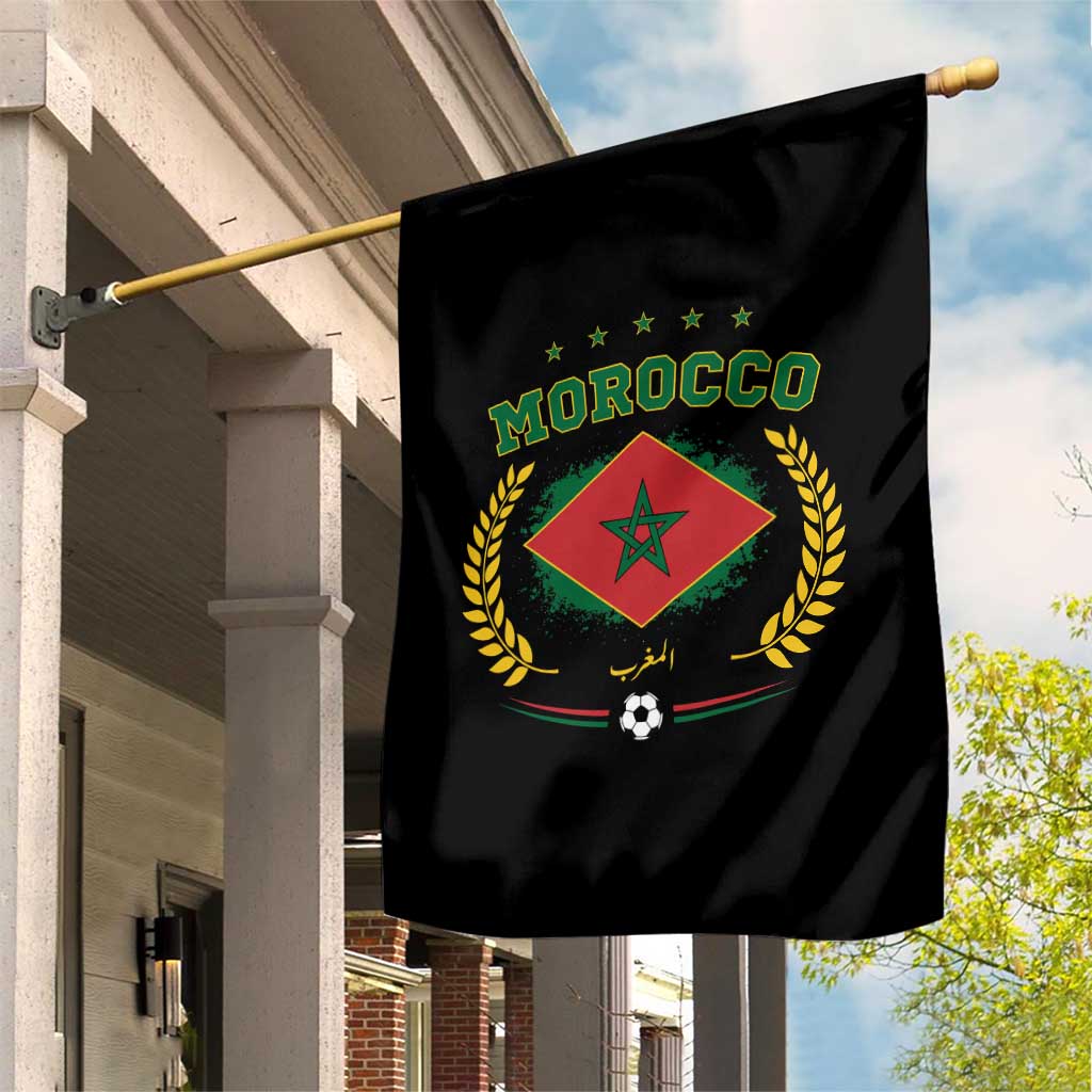 Morocco Football Laurel Wreath Crest Graphic Garden Flag Proud Moroccan Soccer Star Emblem Sports Fans TS02 Print Your Wear