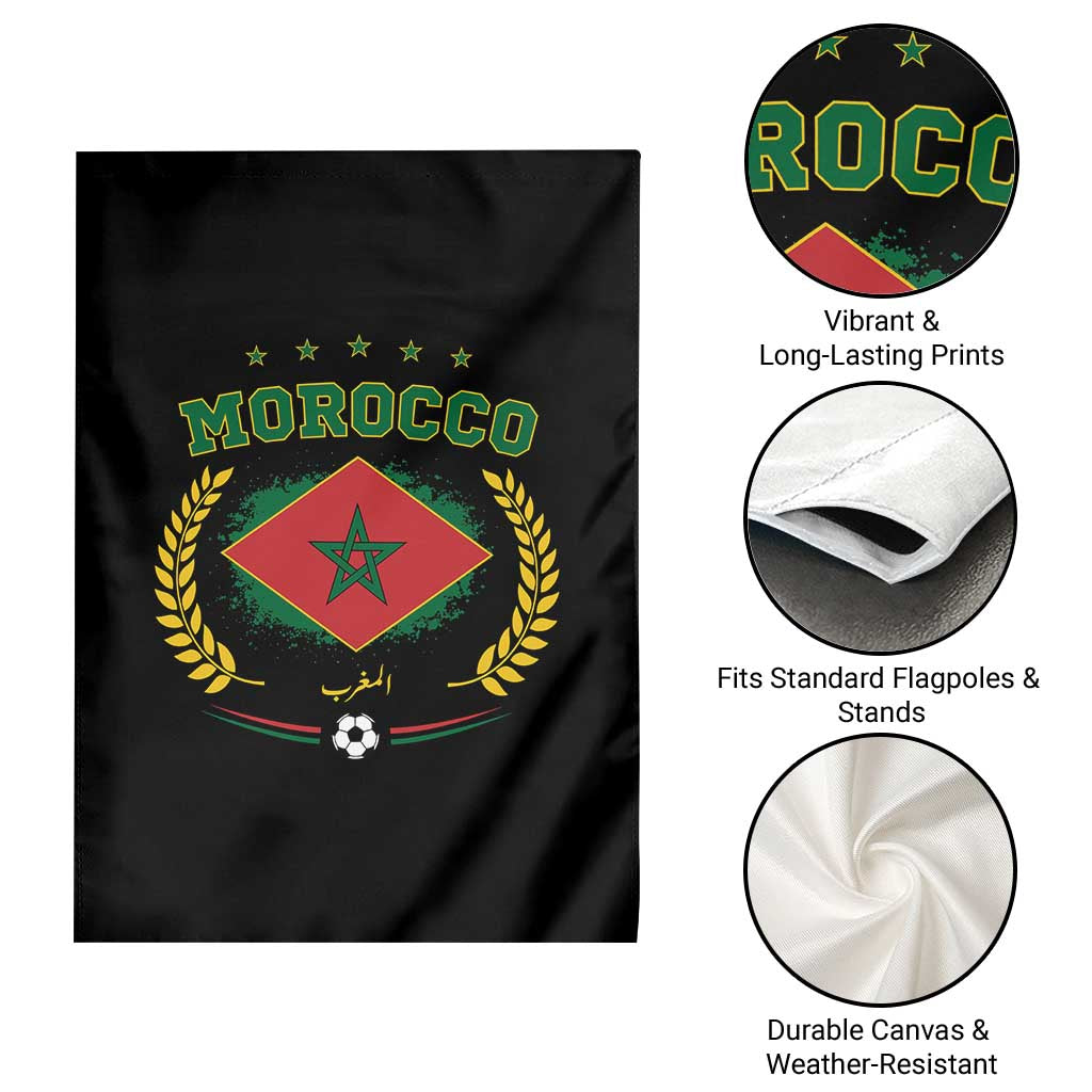 Morocco Football Laurel Wreath Crest Graphic Garden Flag Proud Moroccan Soccer Star Emblem Sports Fans TS02 Print Your Wear