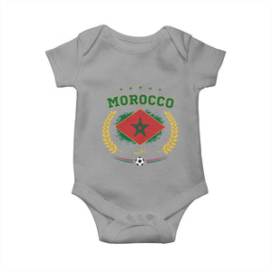 Morocco Football Laurel Wreath Crest Graphic Baby Onesie Proud Moroccan Soccer Star Emblem Sports Fans TS02 Sport Gray Print Your Wear