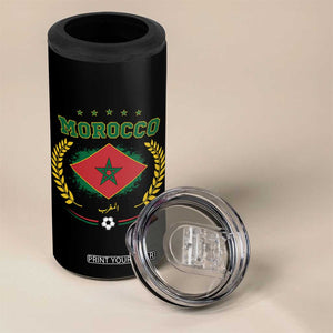 Morocco Football Laurel Wreath Crest Graphic 4 in 1 Can Cooler Tumbler Proud Moroccan Soccer Star Emblem Sports Fans TS02 Print Your Wear