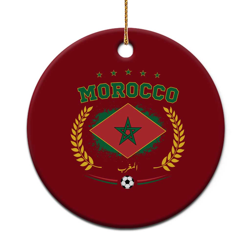 Morocco Football Laurel Wreath Crest Graphic Ceramic Ornament Proud Moroccan Soccer Star Emblem Sports Fans TS02 1pc Red Print Your Wear