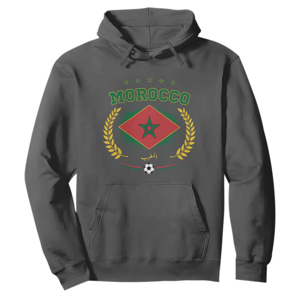 Morocco Football Laurel Wreath Crest Graphic Hoodie Proud Moroccan Soccer Star Emblem Sports Fans TS02 Dark Heather Print Your Wear