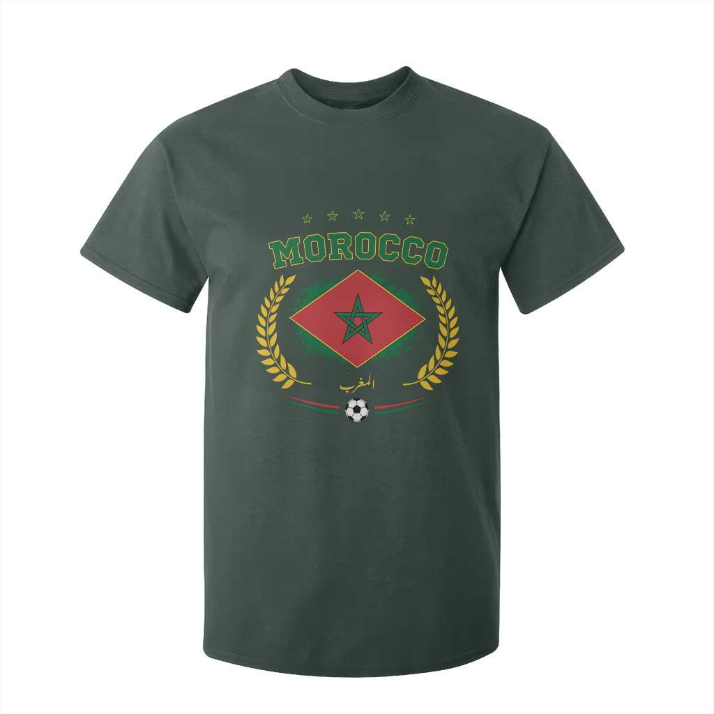 Morocco Football Laurel Wreath Crest Graphic T Shirt For Kid Proud Moroccan Soccer Star Emblem Sports Fans TS02 Dark Forest Green Print Your Wear
