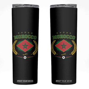 Morocco Football Laurel Wreath Crest Graphic Skinny Tumbler Proud Moroccan Soccer Star Emblem Sports Fans TS02 Black Print Your Wear