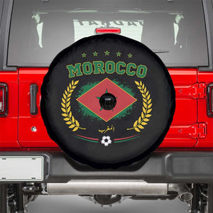 Morocco Football Laurel Wreath Crest Graphic Spare Tire Cover Proud Moroccan Soccer Star Emblem Sports Fans TS02 Black Print Your Wear