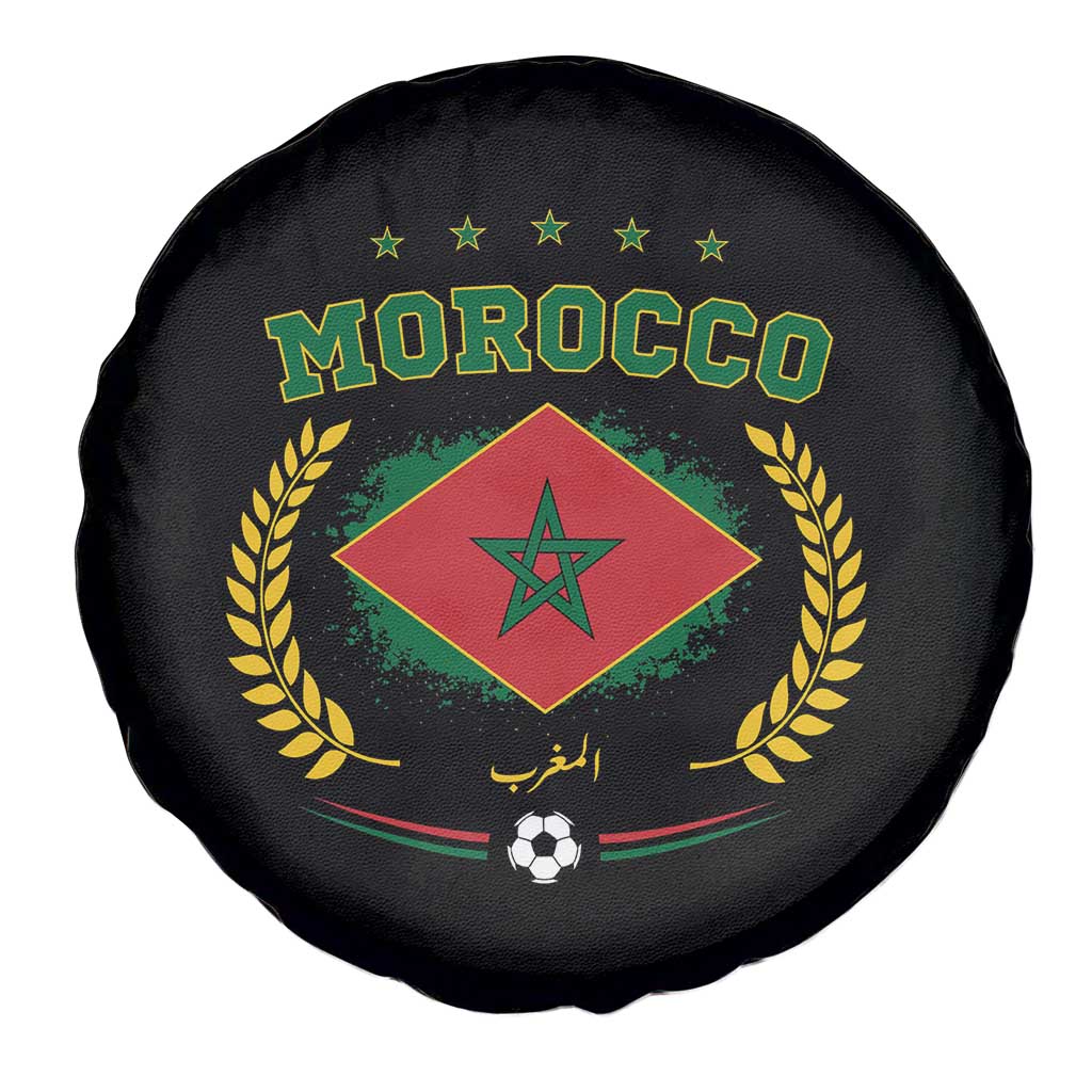 Morocco Football Laurel Wreath Crest Graphic Spare Tire Cover Proud Moroccan Soccer Star Emblem Sports Fans TS02 Print Your Wear