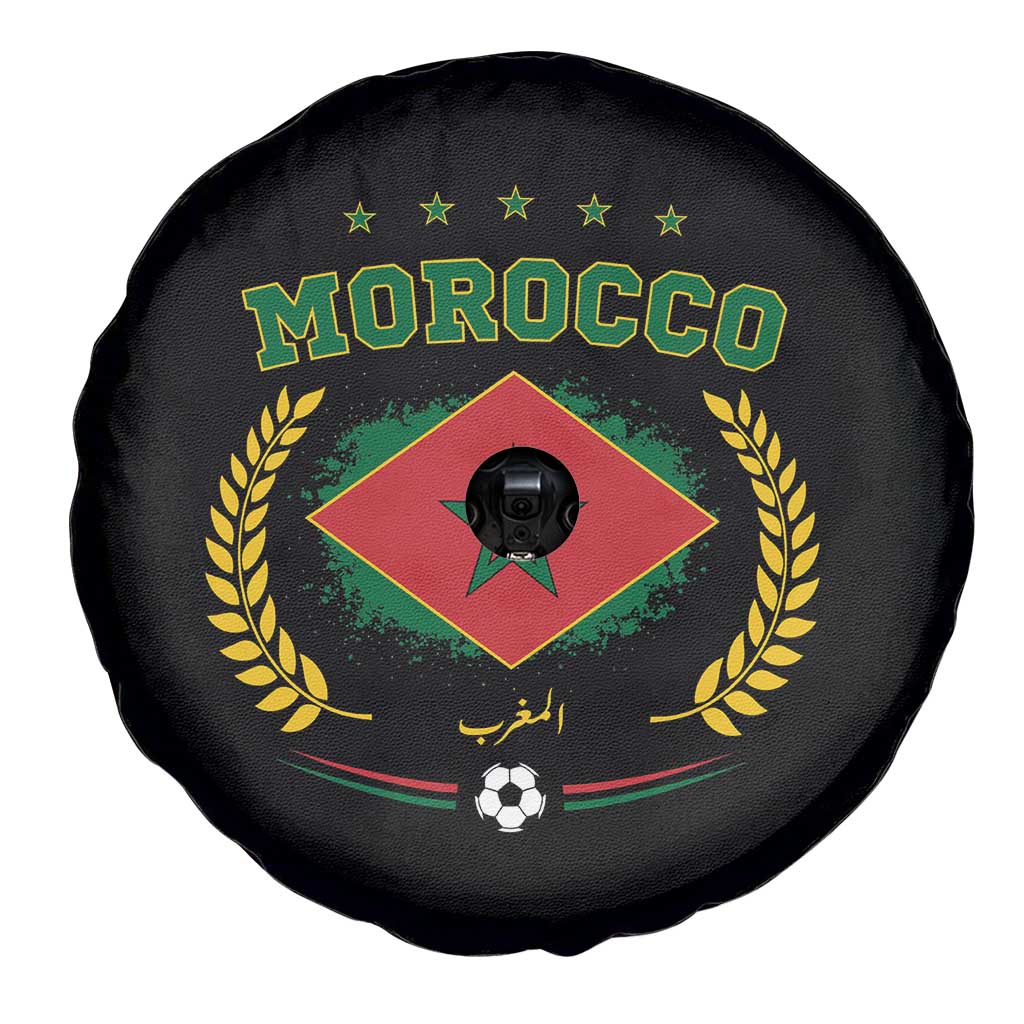 Morocco Football Laurel Wreath Crest Graphic Spare Tire Cover Proud Moroccan Soccer Star Emblem Sports Fans TS02 Print Your Wear