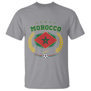 Morocco Football Laurel Wreath Crest Graphic T Shirt Proud Moroccan Soccer Star Emblem Sports Fans TS02 Sport Gray Print Your Wear