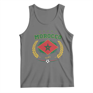 Morocco Football Laurel Wreath Crest Graphic Tank Top Proud Moroccan Soccer Star Emblem Sports Fans TS02 Black Heather Print Your Wear