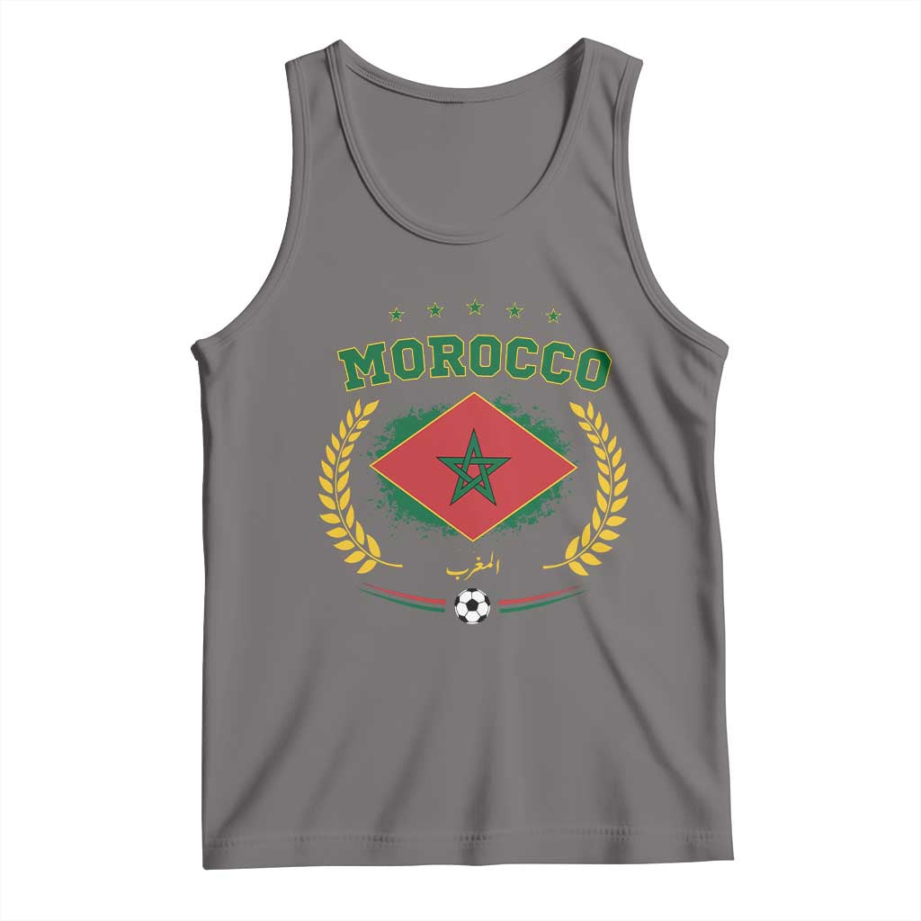 Morocco Football Laurel Wreath Crest Graphic Tank Top Proud Moroccan Soccer Star Emblem Sports Fans TS02 Deep Heather Print Your Wear
