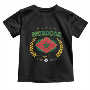 Morocco Football Laurel Wreath Crest Graphic Toddler T Shirt Proud Moroccan Soccer Star Emblem Sports Fans TS02 Black Print Your Wear