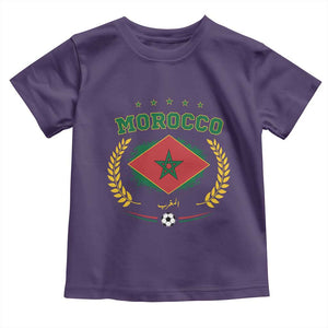 Morocco Football Laurel Wreath Crest Graphic Toddler T Shirt Proud Moroccan Soccer Star Emblem Sports Fans TS02 Purple Print Your Wear