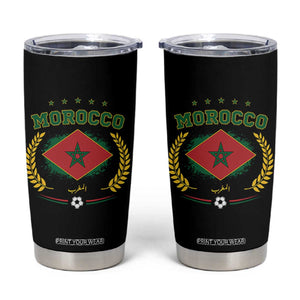 Morocco Football Laurel Wreath Crest Graphic Tumbler Cup Proud Moroccan Soccer Star Emblem Sports Fans TS02 Black Print Your Wear