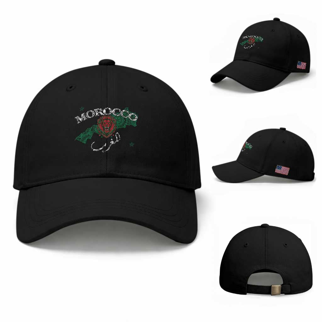 Morocco Lion Maghrib Moroccan Spirit Heritage Baseball Cap TS02 Baseball Cap Universal Fit Black Print Your Wear