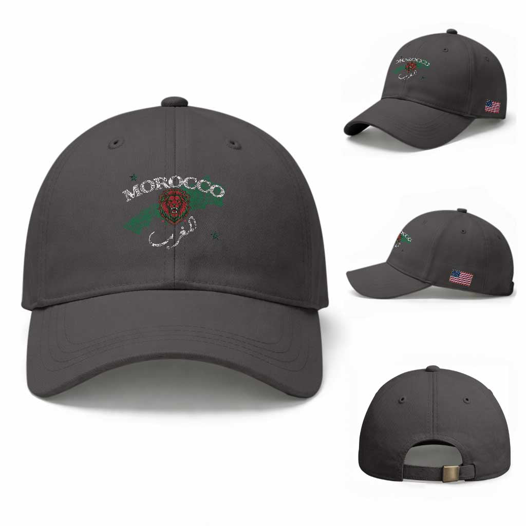 Morocco Lion Maghrib Moroccan Spirit Heritage Baseball Cap TS02 Baseball Cap Universal Fit Dark Gray Print Your Wear