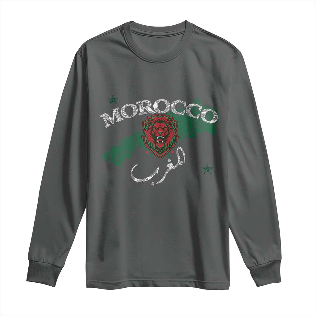 Morocco Lion Maghrib Moroccan Spirit Heritage Long Sleeve Shirt TS02 Dark Heather Print Your Wear