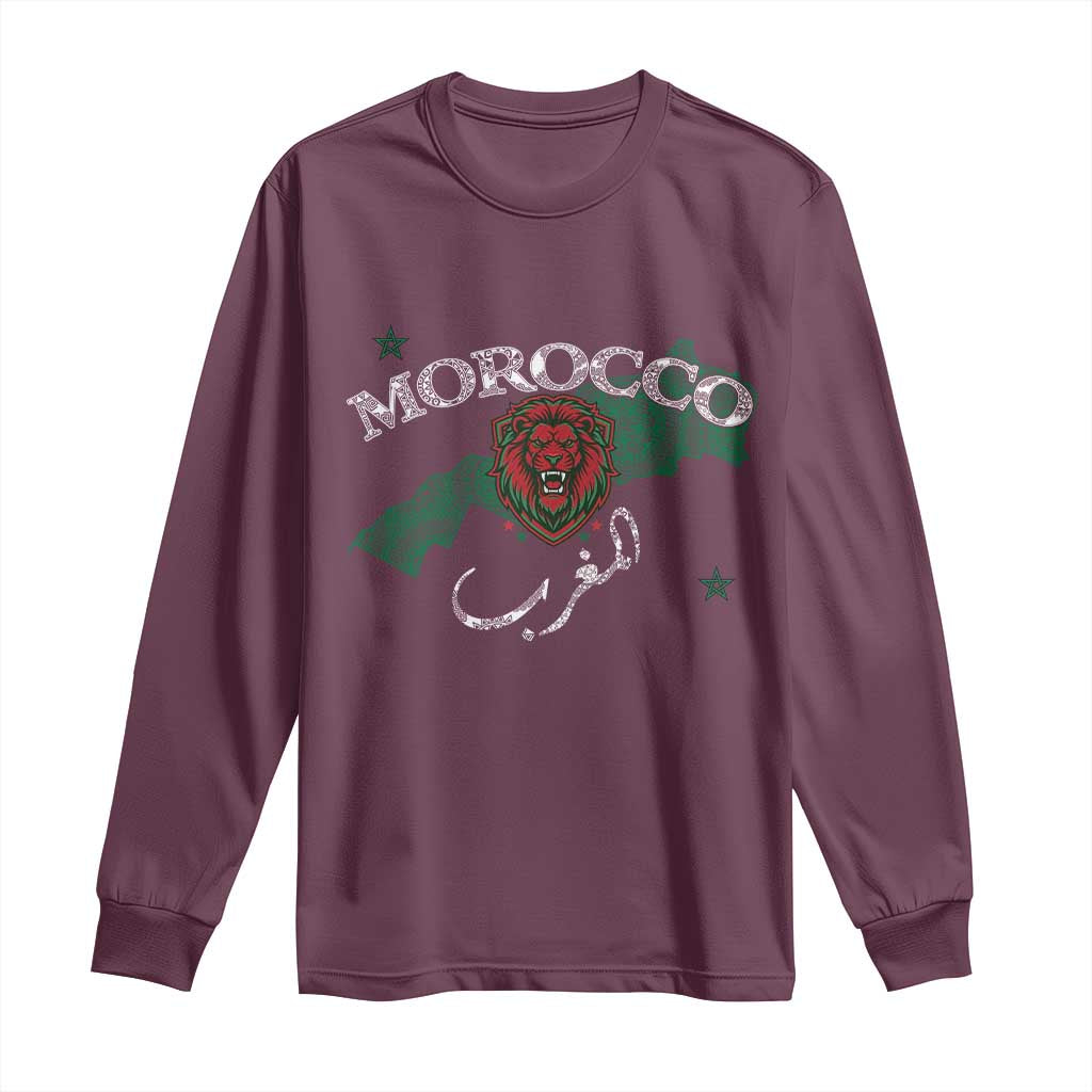 Morocco Lion Maghrib Moroccan Spirit Heritage Long Sleeve Shirt TS02 Maroon Print Your Wear
