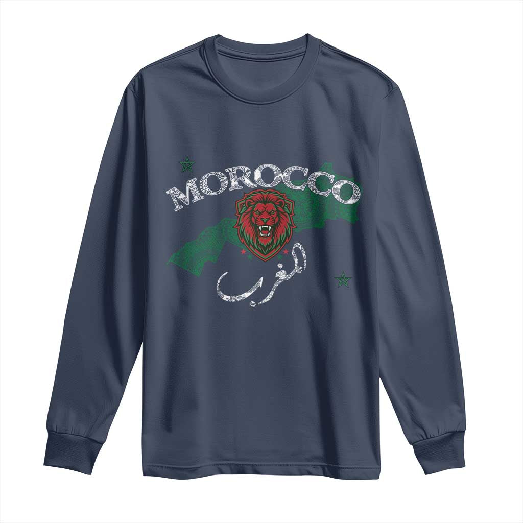 Morocco Lion Maghrib Moroccan Spirit Heritage Long Sleeve Shirt TS02 Navy Print Your Wear