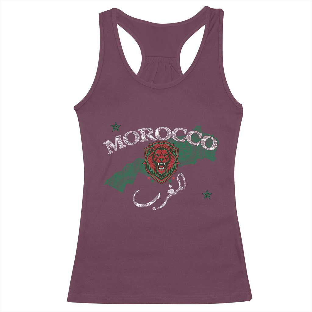 Morocco Lion Maghrib Moroccan Spirit Heritage Racerback Tank Top TS02 Maroon Print Your Wear